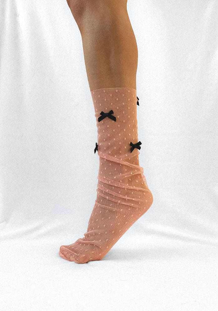 Calcetas "Dot" Color Rosa con Moños