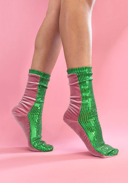 Calcetas “Abobora" Color Rosa con Verde