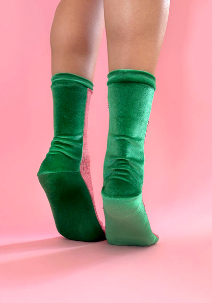 Calcetas “Abobora" Color Verde con Rosa