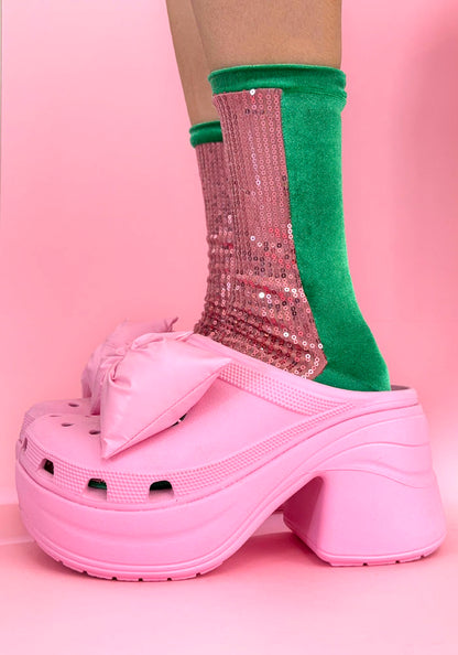 Calcetas “Abobora" Color Verde con Rosa