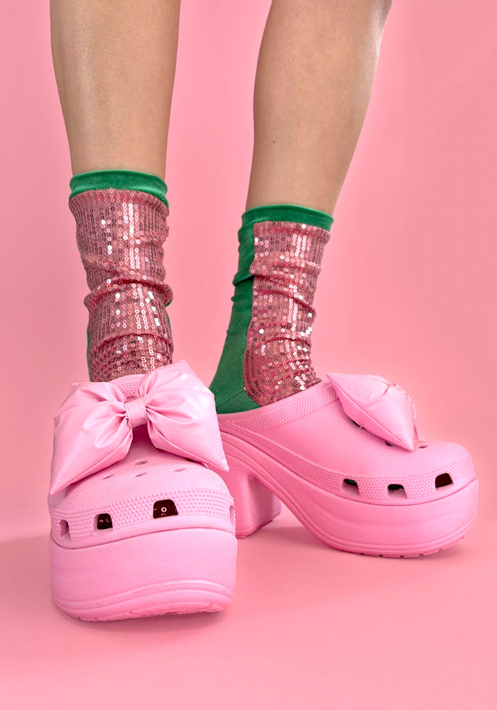 Calcetas “Abobora" Color Verde con Rosa