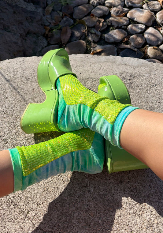 Calcetas “Abobora" Verde Neón- Tie Dye