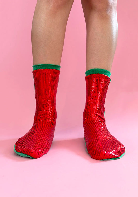 Calcetas “Abobora" Color Verde con Rojo