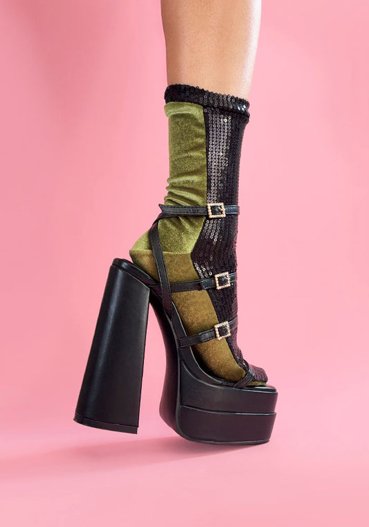 Calcetas “Abobora" Color Verde Olivo con Negro