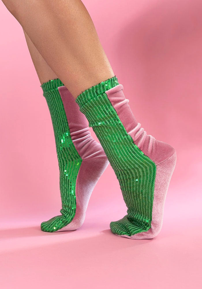 Calcetas “Abobora" Color Rosa con Verde