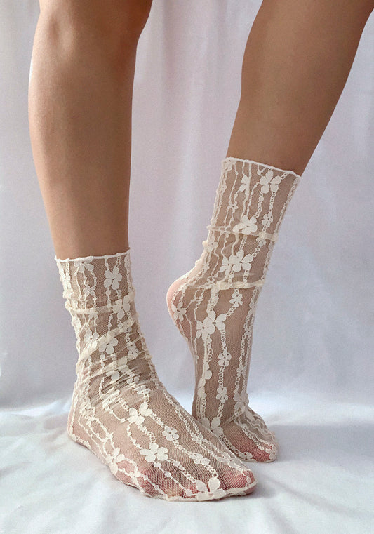 Calcetas "Lace" Color Beige