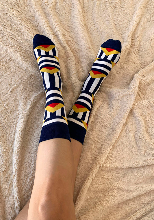 Calcetas "Quack" Color Blanco y Azul Marino