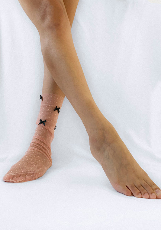 Calcetas "Dot" Color Rosa con Moños